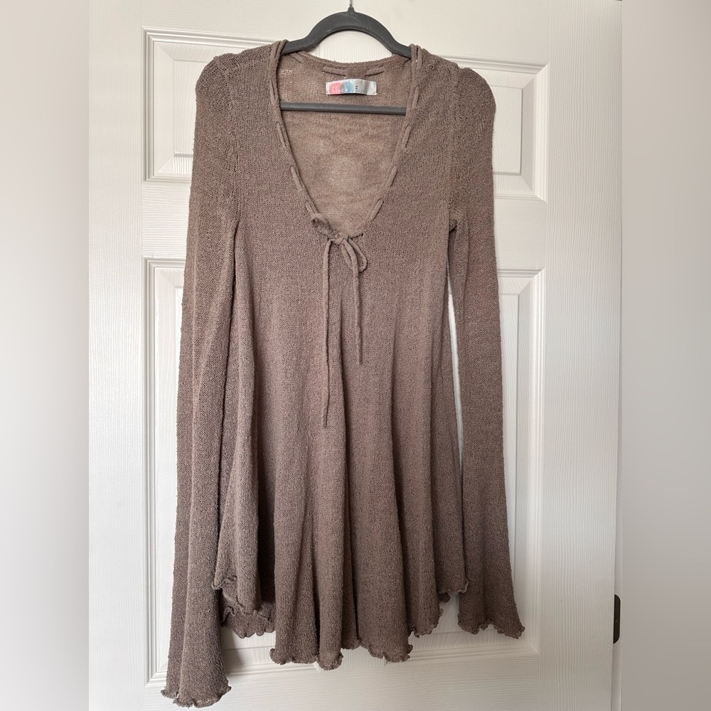Free People Beach Knit Long Sleeve Top